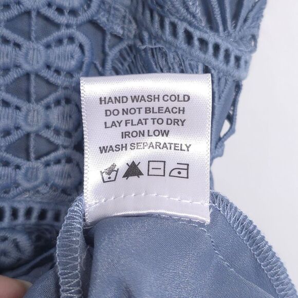 Lovers + Friends NWOT Mini Dress MEDIUM Dusty Blue Tinsley Lace Sleeveless SEXY - Picture 12 of 15